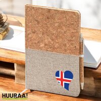 Notizbuch A5 Island Flagge Herz 80 Blatt inkl....