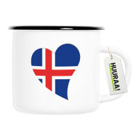 Emaille Tasse Island Flagge Herz 300ml Vintage