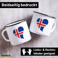 Emaille Tasse Island Flagge Herz 300ml Vintage