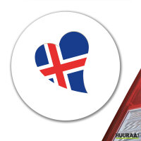 Aufkleber Island Flagge Herz 10cm rund
