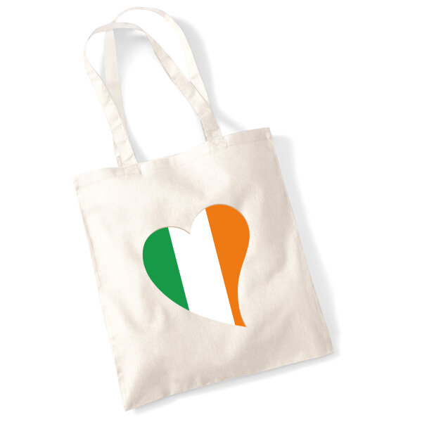 Jutebeutel Irland Flagge Herz 10 Liter