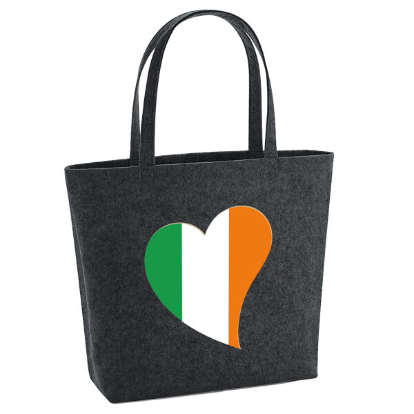 Filz Shopper Irland Flagge Herz 22 Liter