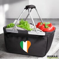 Einkaufskorb faltbar Irland Flagge Herz 20 Liter Black