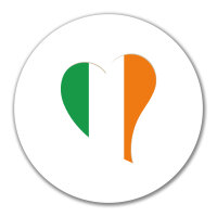 Aufkleber Irland Flagge Herz 10cm rund