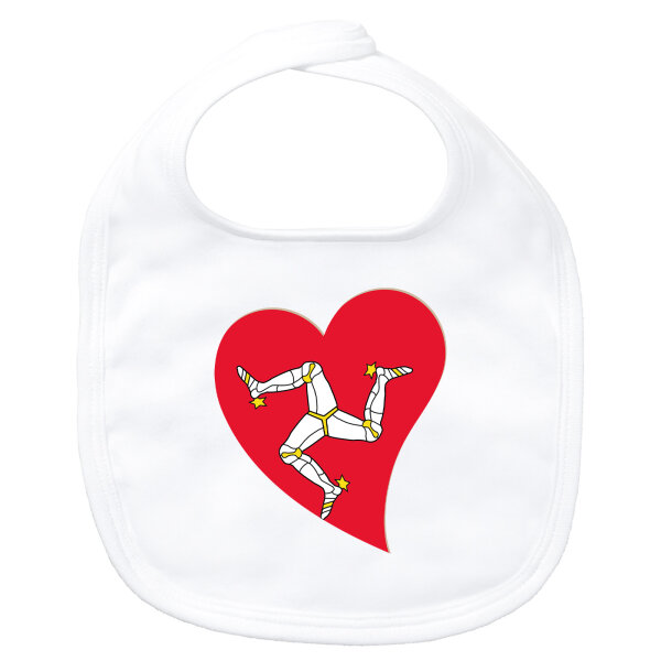 Baby Lätzchen Isle of Man Flagge Herz Klettverschluss