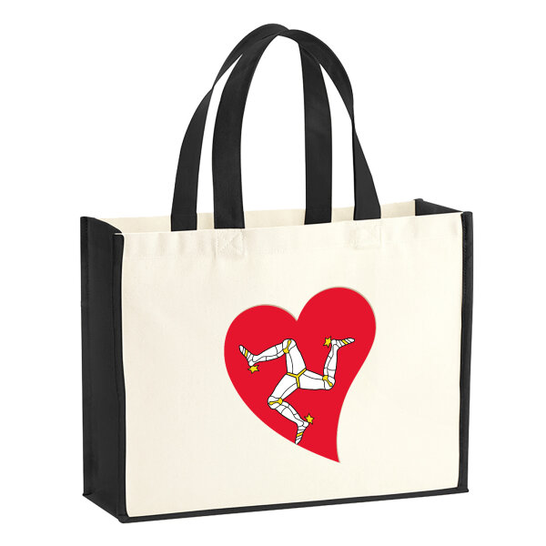 Jutetasche Isle of Man Flagge Herz 21 Liter Black