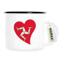 Emaille Tasse Isle of Man Flagge Herz 300ml Vintage