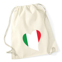 Turnbeutel Italien Flagge Herz 12 Liter
