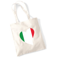 Jutebeutel Italien Flagge Herz 10 Liter