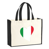 Jutetasche Italien Flagge Herz 21 Liter Black