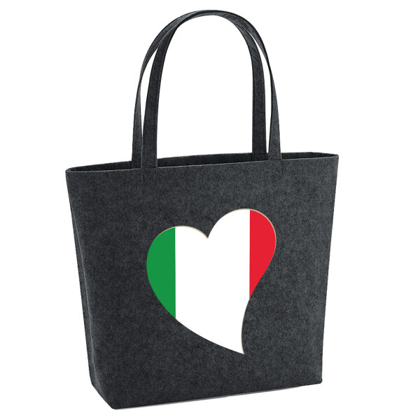 Filz Shopper Italien Flagge Herz 22 Liter