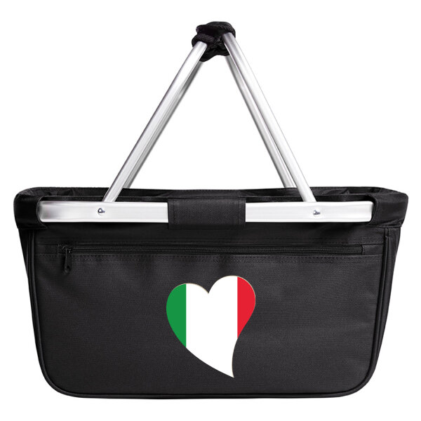 Einkaufskorb faltbar Italien Flagge Herz 20 Liter Black