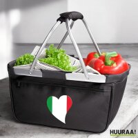 Einkaufskorb faltbar Italien Flagge Herz 20 Liter Black