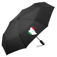 Regenschirm Italien Flagge Herz 98cm Schwarz