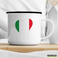 Emaille Tasse Italien Flagge Herz 300ml Vintage