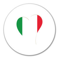 Aufkleber Italien Flagge Herz 10cm rund