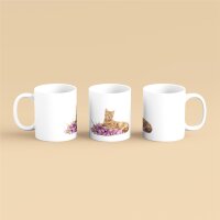 Kaffeetasse Süße Katze Tulpen Kitty Cat...