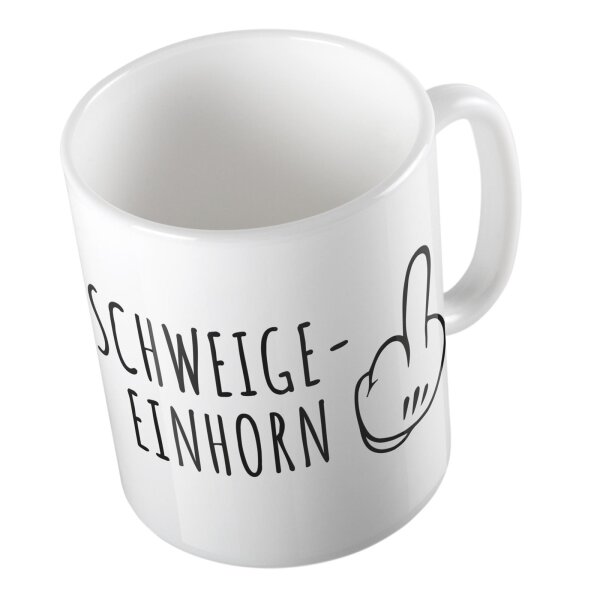 Kaffeetasse Schweigeeinhorntelfinger Weiß 330ml