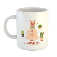 Kaffeetasse Llamaste Yoga Lama Weiß 330ml
