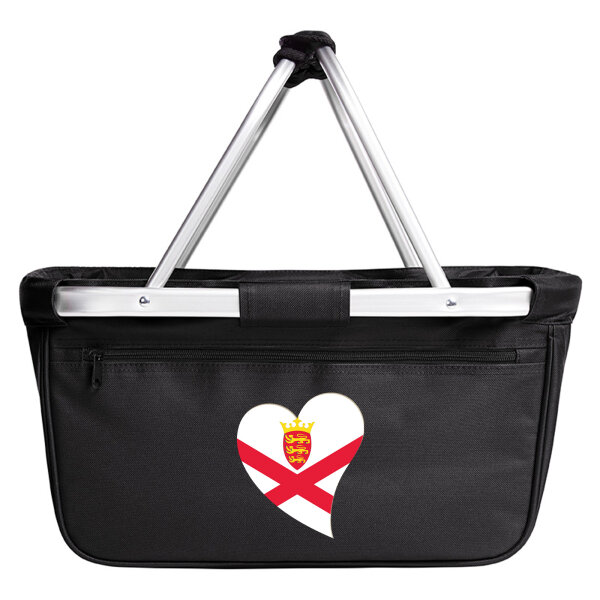 Einkaufskorb faltbar Jersey Flagge Herz 20 Liter Black