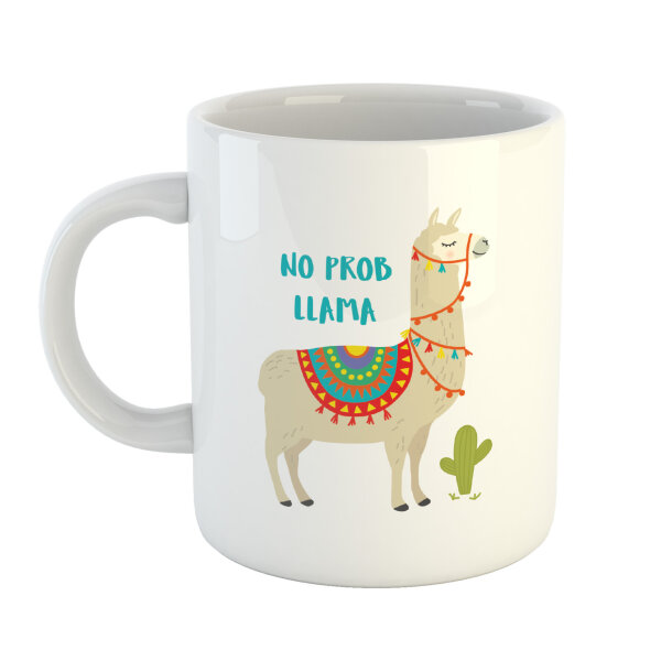 Kaffeetasse No Prob Llama Kein Problem Lama Weiß 330ml
