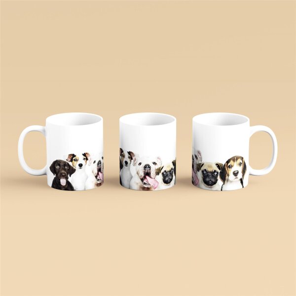Kaffeetasse Hunde Welpen Weiß 330ml