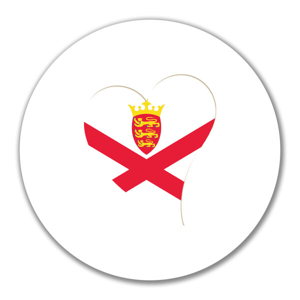 Aufkleber Jersey Flagge Herz 10cm rund
