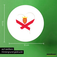 Aufkleber Jersey Flagge Herz 10cm rund