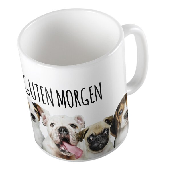 Kaffeetasse Hunde Welpen Guten Morgen Weiß 330ml