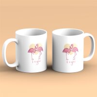 Kaffeetasse Flamingo Paar I Love You Weiß 330ml