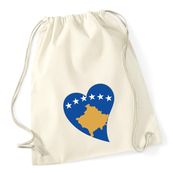 Turnbeutel Kosovo Flagge Herz 12 Liter