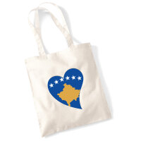 Jutebeutel Kosovo Flagge Herz 10 Liter