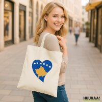 Jutebeutel Kosovo Flagge Herz 10 Liter