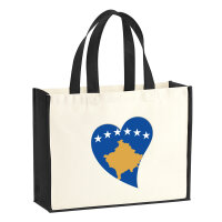 Jutetasche Kosovo Flagge Herz 21 Liter Black