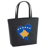 Filz Shopper Kosovo Flagge Herz 22 Liter