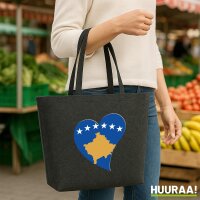 Filz Shopper Kosovo Flagge Herz 22 Liter