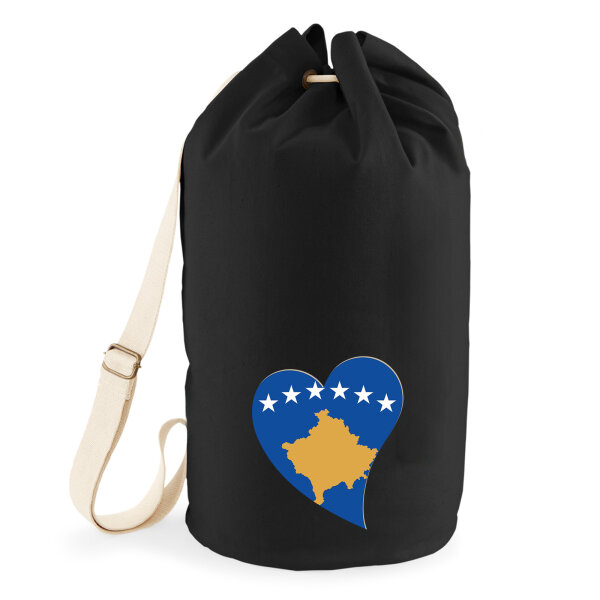 Seesack Kosovo Flagge Herz 20 Liter Black