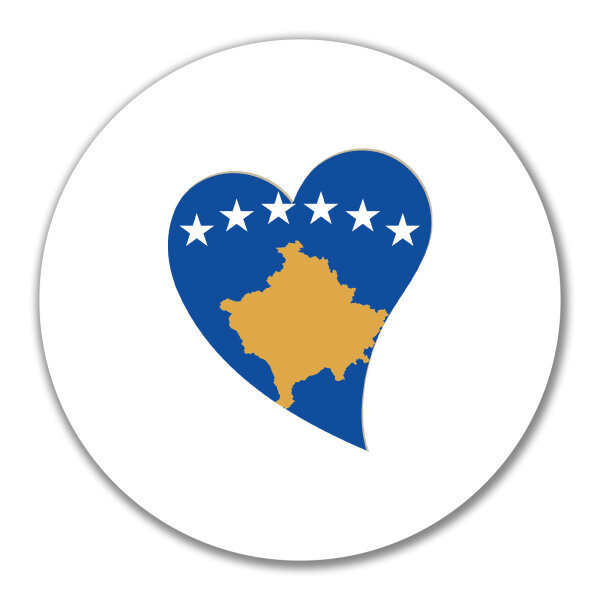 Aufkleber Kosovo Flagge Herz 10cm rund