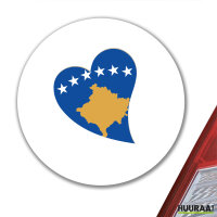 Aufkleber Kosovo Flagge Herz 10cm rund