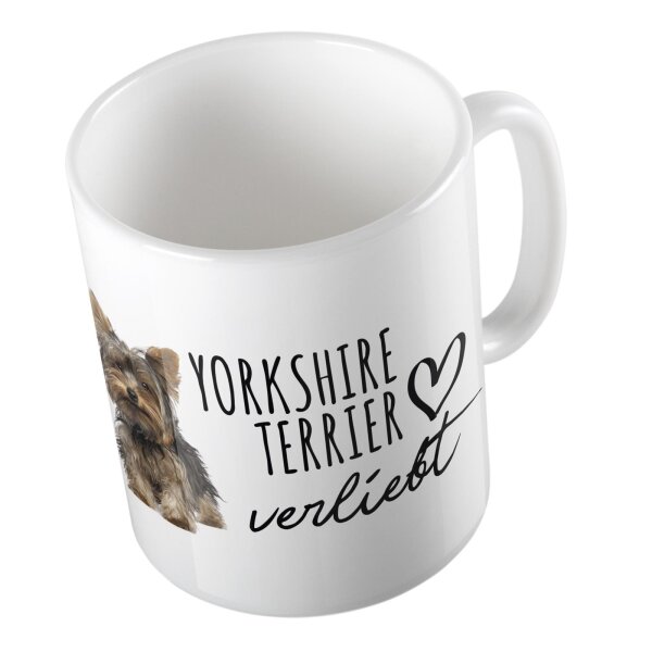 Kaffeetasse Yorkshire Terrier verliebt Welpe Weiß 330ml
