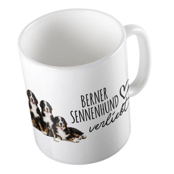 Kaffeetasse Berner Sennenhund verliebt Welpen Weiß 330ml
