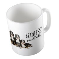 Kaffeetasse Berner verliebt Welpen Weiß 330ml
