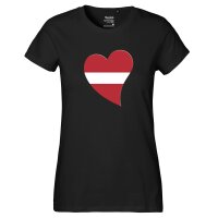 Damen T-Shirt Lettland Flagge Herz