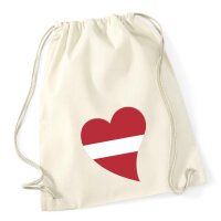 Turnbeutel Lettland Flagge Herz 12 Liter