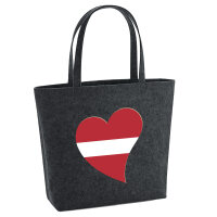 Filz Shopper Lettland Flagge Herz 22 Liter