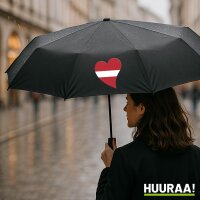 Regenschirm Lettland Flagge Herz 98cm Schwarz