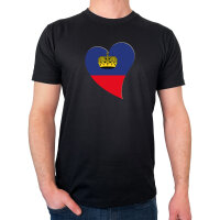 Herren T-Shirt Liechtenstein Flagge Herz