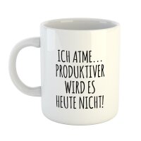 Kaffeetasse Ich atme… produktiver wird es nicht Weiß 330ml