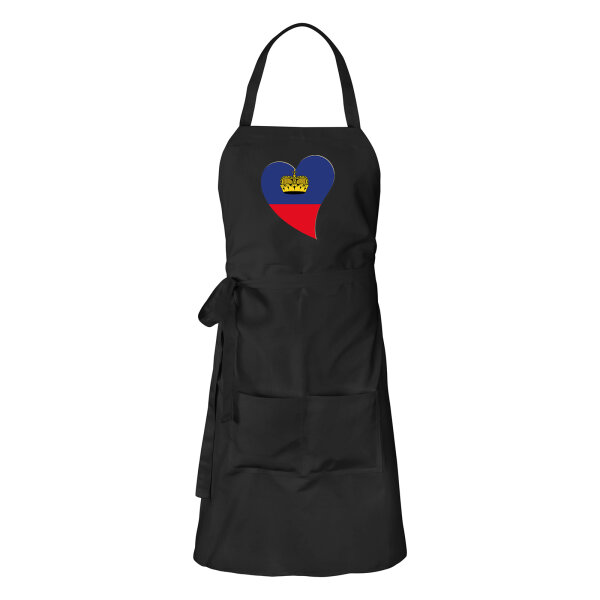 Schürze Liechtenstein Flagge Herz mit Taschen