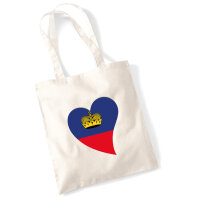 Jutebeutel Liechtenstein Flagge Herz 10 Liter